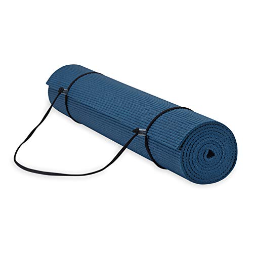 Gaiam Essentials Premium Yogamatte mit Yogamatte, Tragetuch, Marineblau, 183,9 cm L x 61,1 cm B x 0,6 cm dick