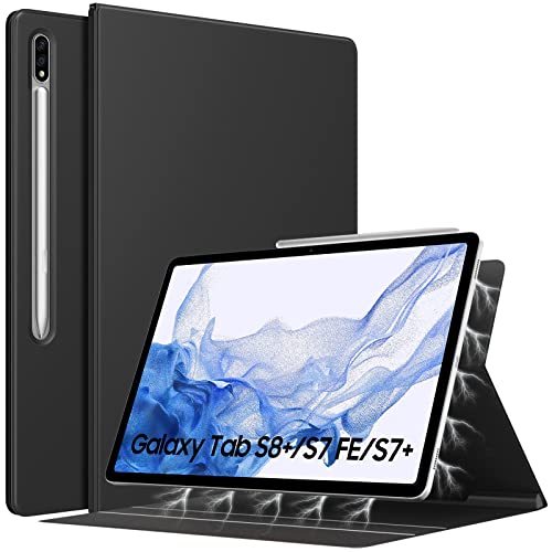 TiMOVO Hülle Schutzhülle Kompatibel mit All-New Samsung Galaxy Tab S7 Plus 12.4 Inch Tablet (SM-T970/T975/T976), Magnetisch Befestigung Schutzhülle für Galaxy Tab S7 Plus 2020 Tablet, Schwarz