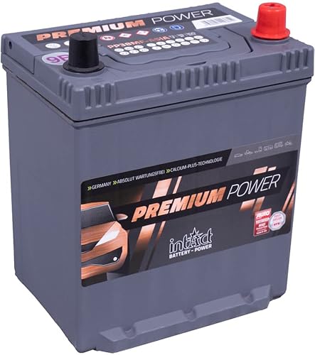 intAct Premium-Power PP38MF-ASIA Starterbatterie 12V 40Ah, 350A (EN) Kaltstartstrom, wartungsfreie Autobatterie mit bis zu 30% mehr Leistung und 1,5-fach schnellerem Laden