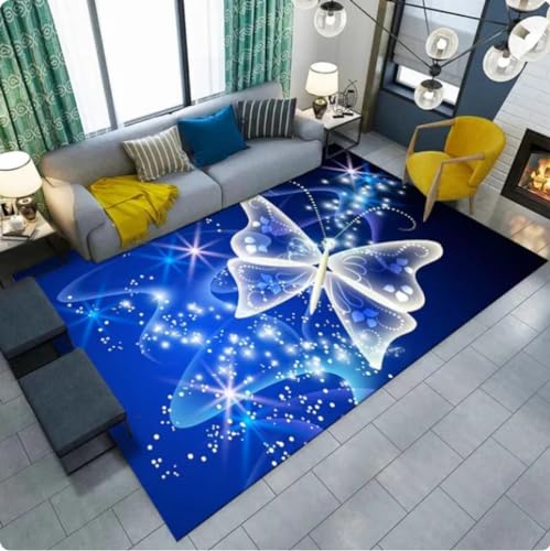 ZAMOUX 3D-Gedruckte Teppiche Mit Schmetterlingsmuster Für Wohnzimmer Schlafzimmer Nachttisch Flur rutschfeste Bodenmatte 140x200cm