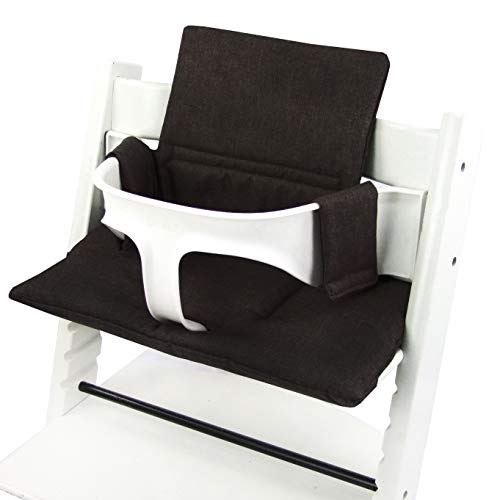BAMBINIWELT Ersatzbezug Bezug Sitzkissen Kissen-Set Sitzverkleinerer kompatibel mit STOKKE Tripp Trapp für Hochstuhl-Kinderstuhl ORG. MELIERT (meliert dunkelbraun ORG.)