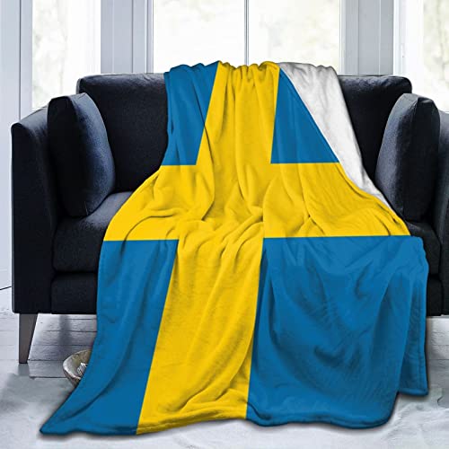 Flagge von Schweden, ultraweiche Flanell-Fleece-Decke, ganzjährig, Wohnzimmer/Schlafzimmer, warme Überwurf-Bettdecke