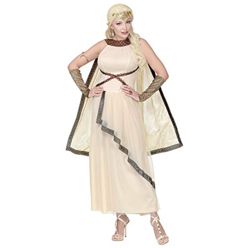 Amakando Edle Toga Damen-Kleid schöne Helena von Troja / Beige in Größe XL (46/48) / Stilvolles Frauen-Kostüm Römerin geeignet zu Karneval & Theater Aufführung