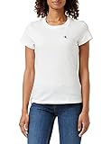 Calvin Klein Jeans Damen T-Shirt Kurzarm Ck Embroidery Rundhalsausschnitt, Weiß (Bright White), XS