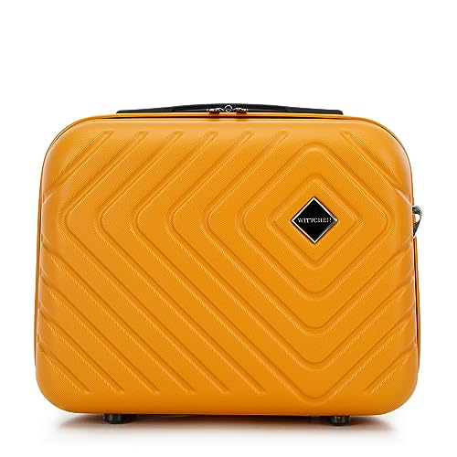 WITTCHEN Cube line Kosmetikkoffer Kulturbeutel ABS Mit Geometrischer Prägung Schultergurt Kunststoffgriff Größe XS Orange