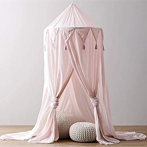 Lelesta Betthimmel für Kinder, Moskitonetz für Bett, runde Kuppel, Dekoration Zimmer, Höhe 240 cm (Rosa)