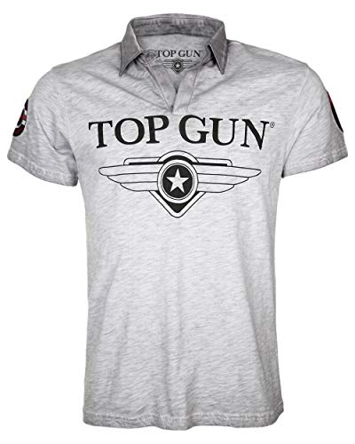 Top Gun Herren Poloshirt T Shirt mit Kragen Polo 6406 Star grey melange-1535 XXL