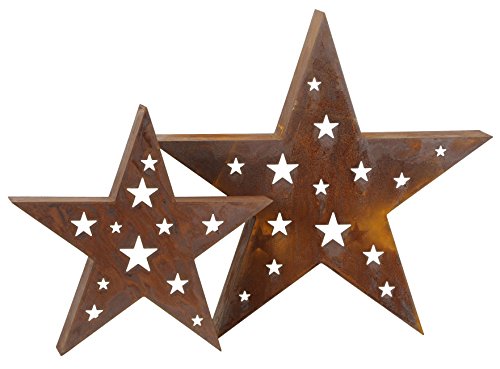 dekorative stimmungsvolle Weihnachts-Deko Gartendeko Stern Silhouette Stern Metall rostig 2 mögliche Größen (Metall, klein 35 x 6 x 33,5 cm hoch)