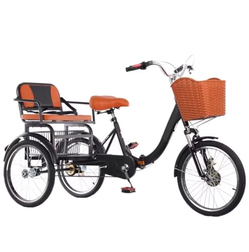 Zusammenklappbares Cruiser-Dreirad zum Abhängen und Reisen,großes 3-Rad-Dreirad für Erwachsene und ältere Menschen,Tandem-Dreirad mit Doppelbremsen,Rikscha-Pedal-Dreirad mit Speichen-Lufträdern