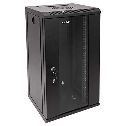HMF 63312-02 Serverschrank 10 Zoll, 12 HE, Netzwerkschrank, Wandschrank, 10", 31,2 x 30 x 61,6 cm, Voll Montiert, schwarz