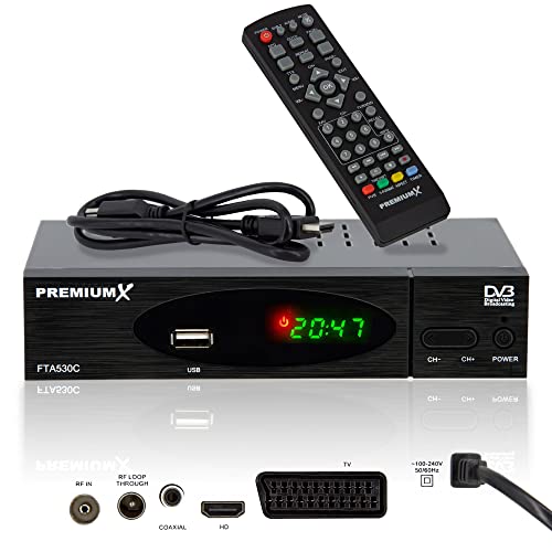 PremiumX FTA 530C FullHD Digitaler DVB-C / C2 TV Kabel Receiver | Auto Installation USB Mediaplayer SCART HDMI WLAN optional | Kabelfernsehen für jeden Kabel-Anbieter geeignet