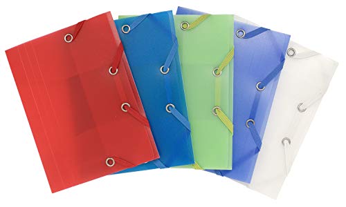Exacompta 50889E Packung (mit 10 Sammelmappen Chromaline PP, Pocket Format 12 x 16 cm, 3 Klappen, Gummizug, ideal für Ihre Dokumente DIN A6) 10 Stück farbig sortiert