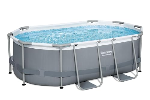 Bestway Power Steel Ersatz Frame Pool ohne Zubehör 305 x 200 x 84 cm, grau, oval