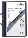 Durable Klemm-Mappe Duraclip 30 Easy File, abheftbar, Hartfolie, bis 30 Blatt A4, dunkelblau, 25er Packung, 222907