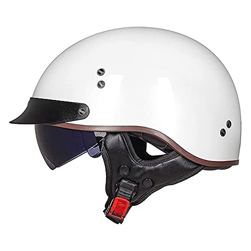 QXFJ Halbhelm Motorradhelm DOT/ECE Zertifizierung Motorrad Halbschalenhelm Herren Damen Braincap Retro Jethelm Rollerhelm Open Face Helm Chopper Scooter Helm Sturzhelm Mit Visier Unisex