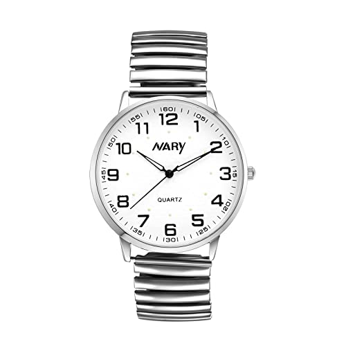 Lancardo Armbanduhr für Herren und Damen, elastisches Band, leicht zu lesen, große Zifferblatt, Stretchband, Uhr für Vatertag, Herren V