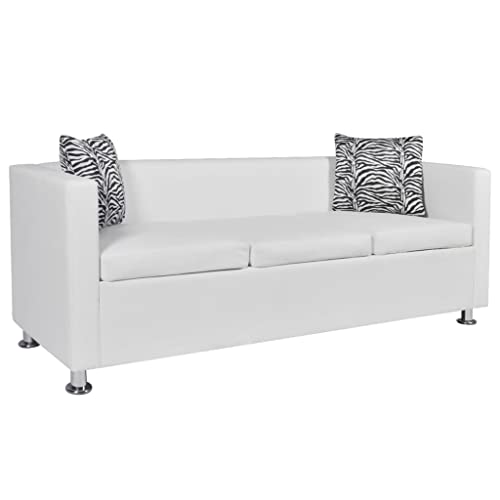 vidaXL Weißes 3-Sitz-Kunstledersofa