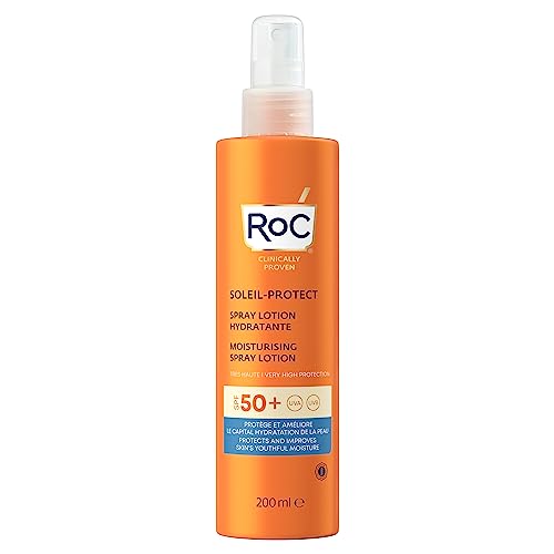 RoC - Soleil-Protect Feuchtigkeitsspendende Spraylotion SPF 50 - Nicht fettender Sonnenschutz - UVA/UVB-Schutz - Wasserbeständig - 200 ml