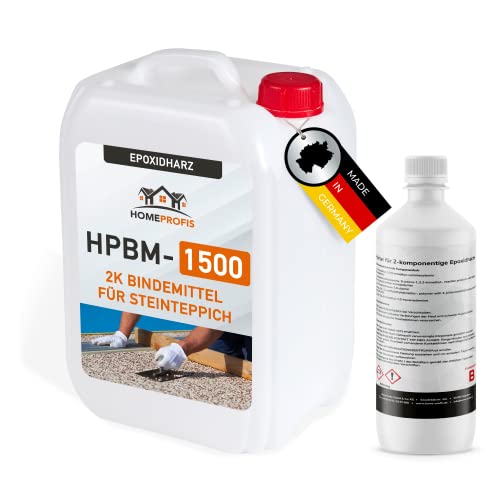Home Profis HPBM-1500 Steinteppich Bindemittel (Innen) für 15kg Marmorkies – 0,9kg 2-komponentiges Epoxid-Harz