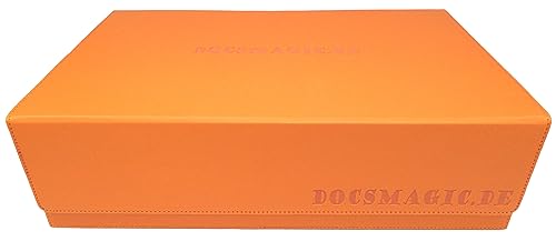 docsmagic.de Premium 3-Row Trading Card Storage Box Orange + Trays & Divider - MTG PKM YGO - Aufbewahrungsbox