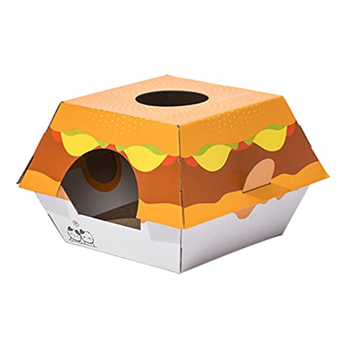 HEIMP Cat Scratcher House Katzenhaus Box Karton Katze Kratzen Wellpappe Katzenbett Haus Haustier Interaktives Spielzeug for Hunde Katze Haustier Spielzeug (Color : As Shown)