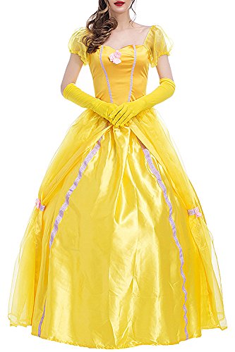BOZEVON Damen Elegantes Prinzessin Langes Abendkleid Party Kleid Cocktail Kleid Halloween Cosplay, Yellow