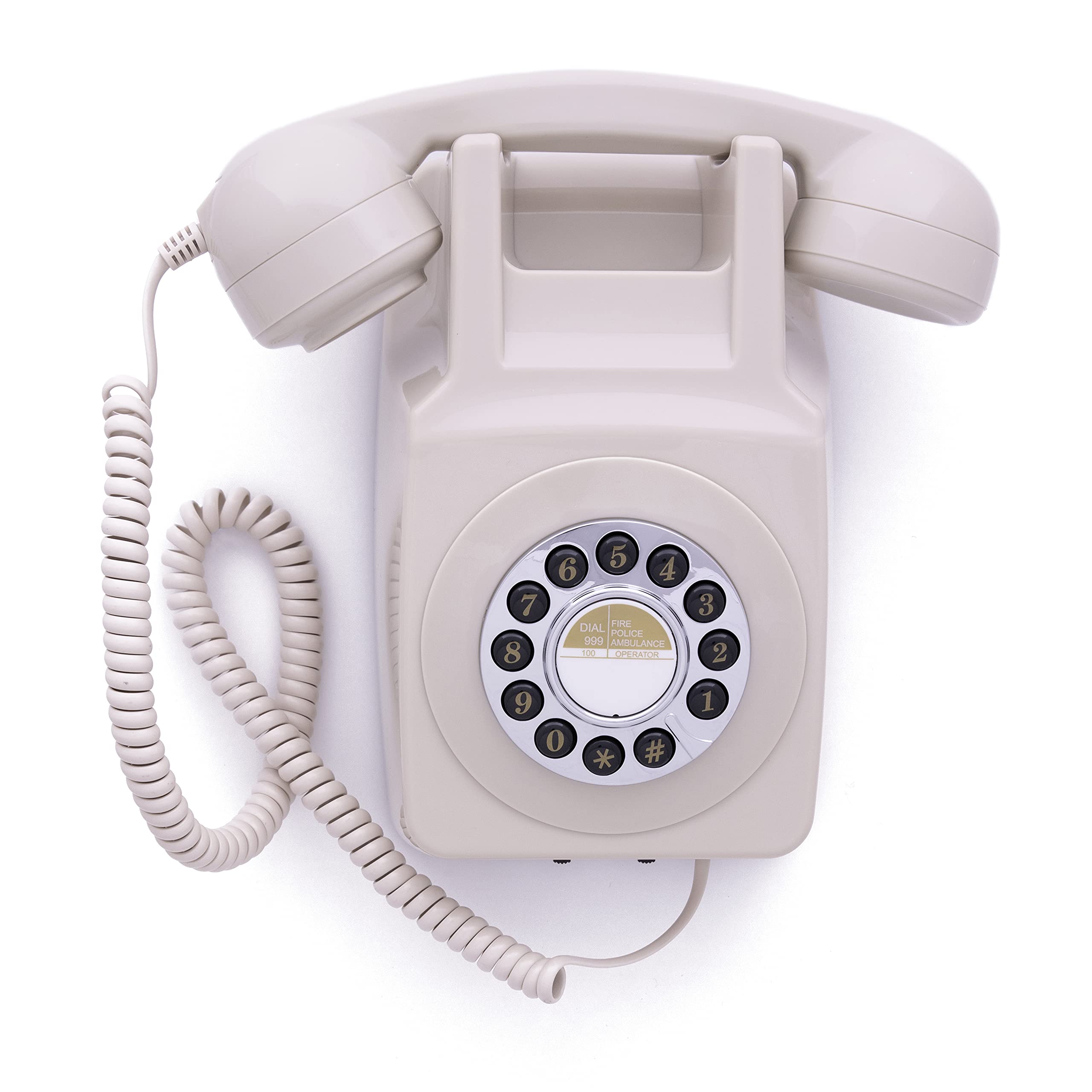GPO 746WALL Retro Festznetztelefon mit Drucktasten zur Wandmontage mit authentischer Klingelton, Creme