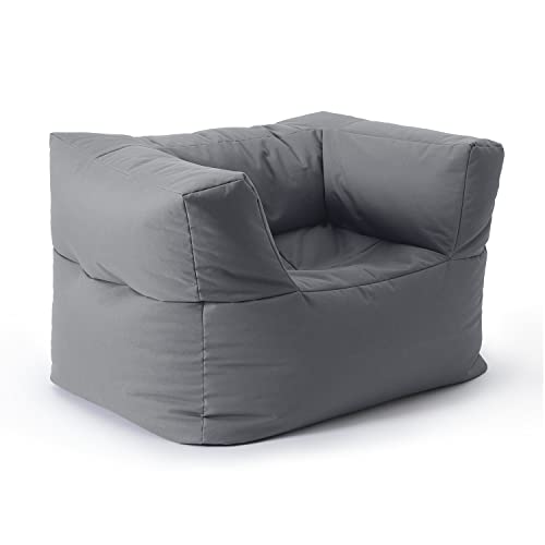 Lumaland Sitzsack-Lounge Modular | Wasserfester Sessel | Indoor & Outdoor Sitz-Garnitur | Waschbare Sitzmöbel für Garten & Innenräume | Einfach erweiterbares & leichtes Sofa | 96x72x70 cm [Grau]