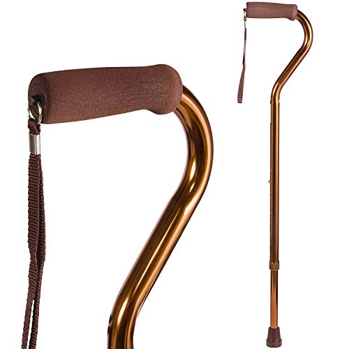 DMI Deluxe Lightweight Adjustable Walking Cane with Soft Foam Offset Hand Grip, For Men and Women, Bronze by Duro-Med