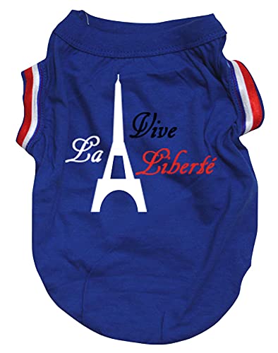 Petitebelle La Vive Liberte Hunde-Shirt, Eiffelturm, Blau, Größe XXL