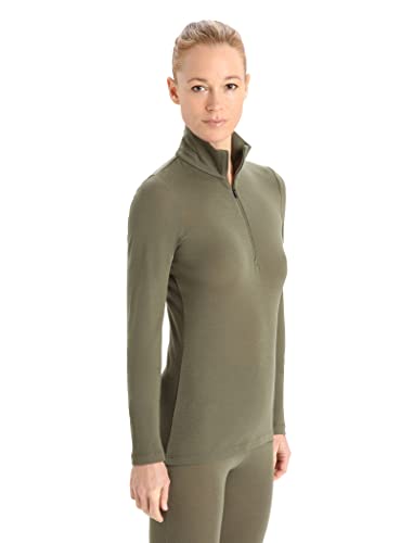 Icebreaker Merino Damen 175 Everyday Cold Weather Base Layer Thermo Long Sleeve Half Zip Top Hemd, Loden Green, Large