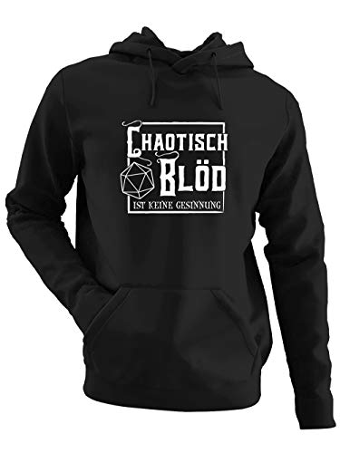 clothinx Chaotisch Blöd Ist Keine Gesinnung Pen & Paper Rollenspiel Design auch für Hobby-Abenteurer | Auch Super Für Den Spielleiter-Meister geeignet Herren Kapuzen-Pullover Schwarz Gr. M