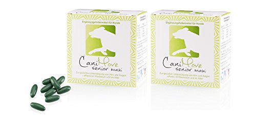 CaniMove Doppelpack (2 x 100 Kapseln) senior maxi: Ergänzungsfuttermittel zur Unterstützung von Augen und Gehirn bei Gedächtnisproblemen sowie altersbedingten Augenproblemen (Trübung, Trockenheit).