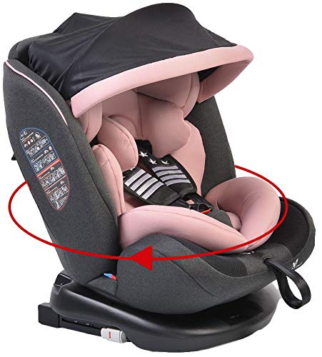 Cangaroo Kindersitz Pilot 0-36 kg Gruppe 0+/1/2/3, Isofix, drehbar, 165° Neigung, Farbe:rosa