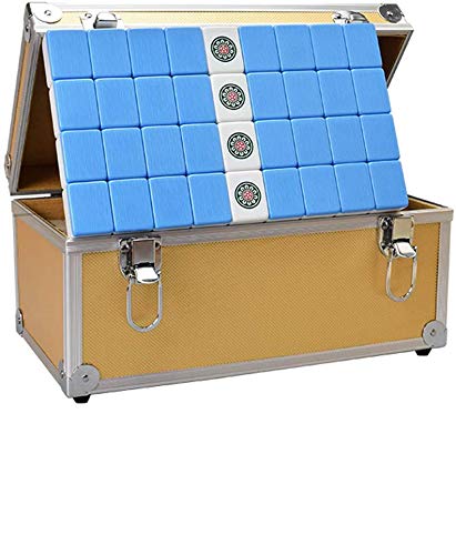 Suuim Mahjong-Set – Exquisite Aluminium-Geschenkbox, Produktion, Majong-Set Mah Jong Mah Jongg-Sets Majiang (Blau XL) (Blau X)