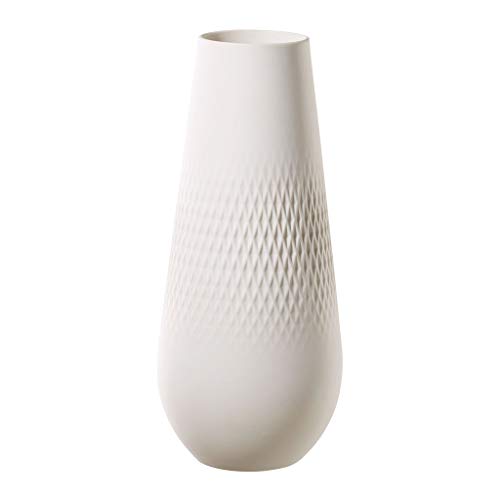Villeroy & Boch Collier Blanc Vase Carré No. 3, 11,5x11,5x26 cm, Premium Porzellan, Weiß