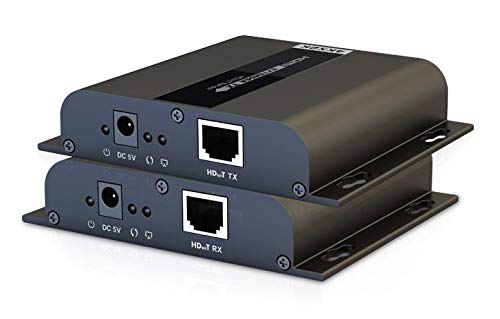 PremiumCord 4K HDMI Extender für 120m über LAN, IP, HDBitT, Metallgehäuse, LED Status, Kompatibel mit 4K@30Hz, Full HD 1080p@60Hz, HDCP, schwarz