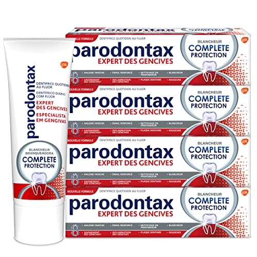 Parodontax Zahnpasta Complete Protection Weißheit, 8 Vorteile, gegen gelegentliche Zahnfleischbluten, 4 x 75 ml