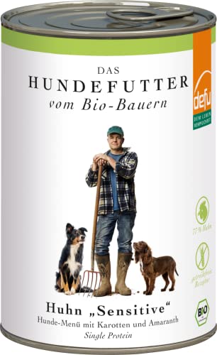 defu Hund | Bio Huhn Sensitive | Premium Bio Hundefutter | Nassfutter Menü für Hunde (12x410g)