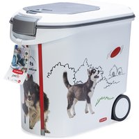 Curver Futterbehälter für Hunde – 35 l/12 kg – Pets Collection – luftdichte Aufbewahrung gegen Gerüche für Hundefutter – Behälter mit Rollen – 28 x 49 x 43 cm