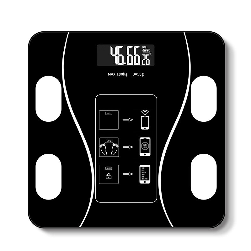 KALOAD® Smarte kabellose Körperfettwaage mit USB- und Solarladung, digitale Waage für Körpergewicht mit APP-Analyse.
