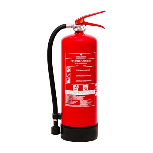 Häger - Feuerlöscher 6L Schaum [AB Löscher] - Schaumlöscher für Haushalt, Gewerbe & Industrie - Mit Prüfnachweis-Zertifikat, Jahresmarke, Standfuß und Wandhalterung, DIN EN 3