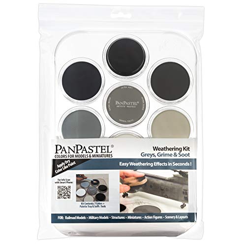 Colorfin PanPastel Ultra Soft Artist Pastell Set, 9 ml, Verwitterung, Grau/Ruß, 7 Stück
