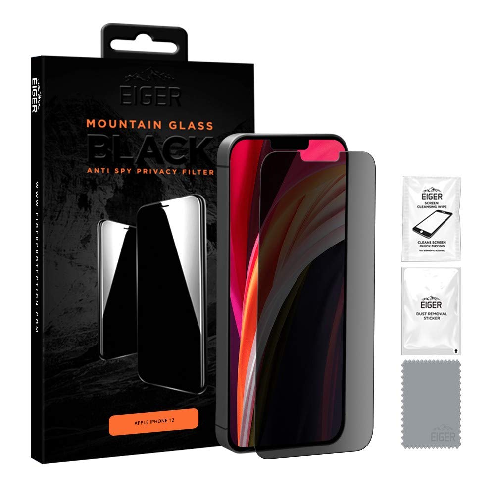 EIGER Displayschutzfolie aus Glas für iPhone 12 Mini, extra stark, mit Reinigungskit