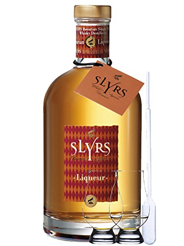 Slyrs Whiskylikör aus Deutschland 0,35 Liter + 2 Glencairn Gläser + Einwegpipette 1 Stück
