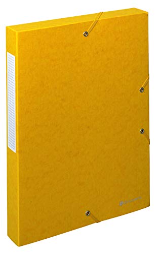 Exacompta 50819E Packung (mit 10 Archivboxen Scotten, mit Gummizugverschluß, hochwertig und nachhaltig, Rücken 40mm, 600g) gelb, 10 Stück
