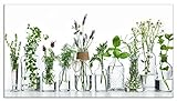 ARTland Spritzschutz Küche aus Alu für Herd Spüle 110x60 cm (BxH) Küchenrückwand mit Motiv Pflanzen Kräuter Gewürze Lavendel Basilikum Blumen H9KE