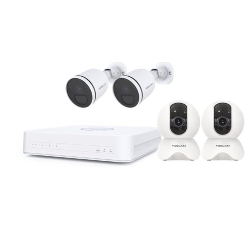 Digitales Full HD Videoüberwachungsset mit 4 Innen-/Außenkameras X5 Weiß und S41 - Foscam