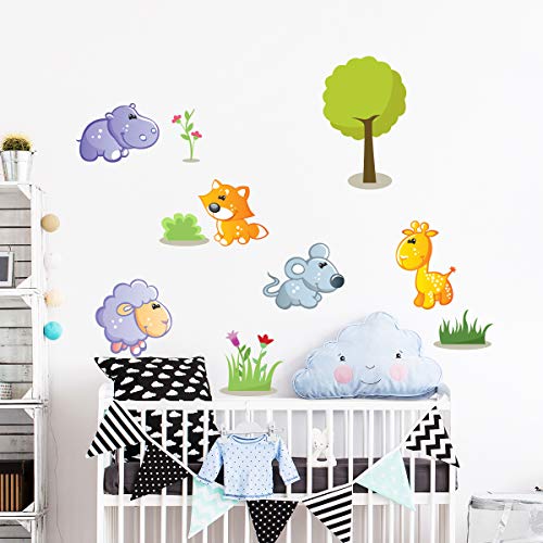 Sticker für Kinder | Wandaufkleber Tiere – Wanddekoration Kinderzimmer | 40 x 80 cm