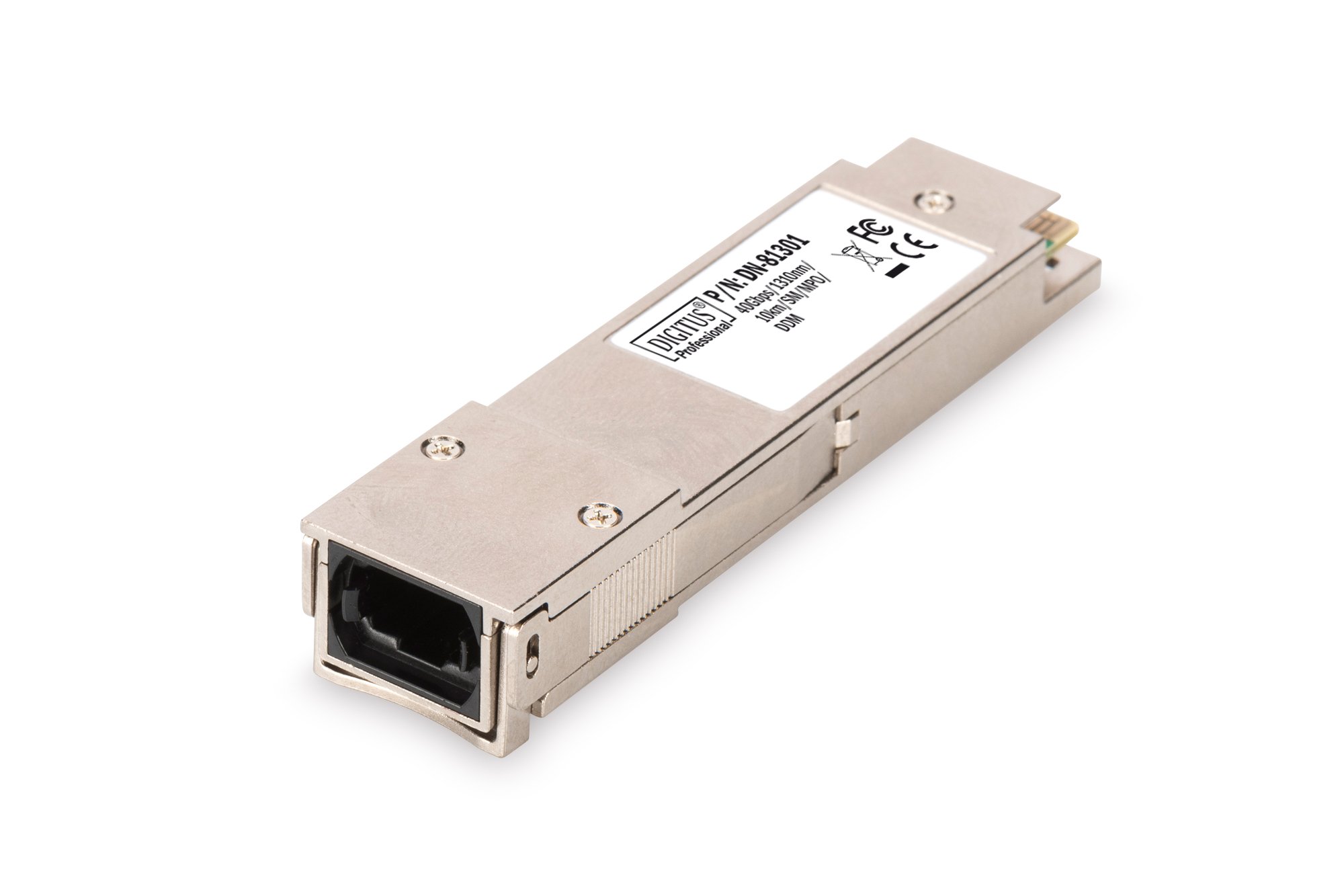 DIGITUS QSFP+ Modul für MPO Patchkabel, Singlemode, 1310 nm, 10km (OS1/OS2), 40 Gbit/s